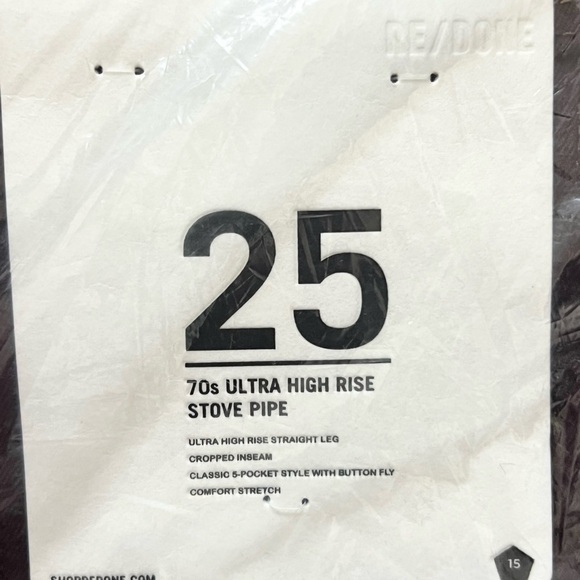 NWT RE/DONE 70s High Waist Stovepipe Straight Leg Ankle Crop Plum Denim Jeans 25 - Picture 7 of 9